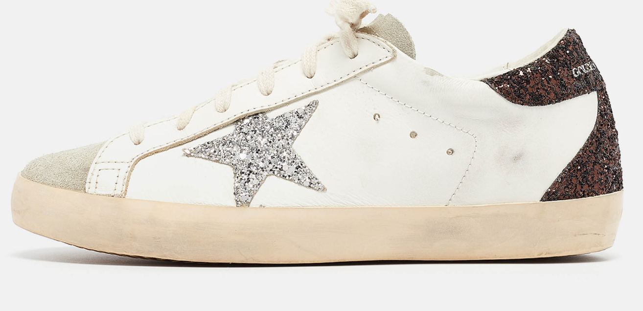 Golden Goose Tricolor Leather and Glitter Superstar — 36