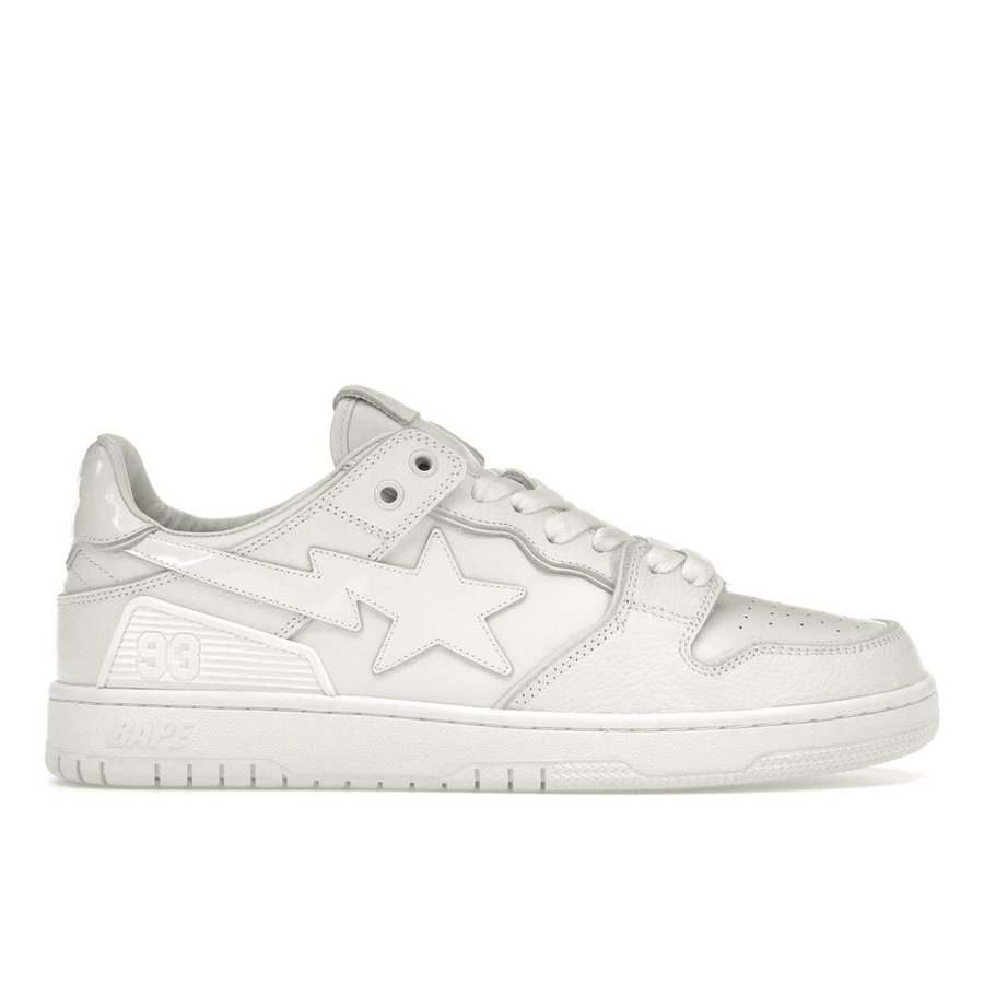 A Bathing Ape Bape SK8 Sta Triple White Patent Leather Sta Logo — 36