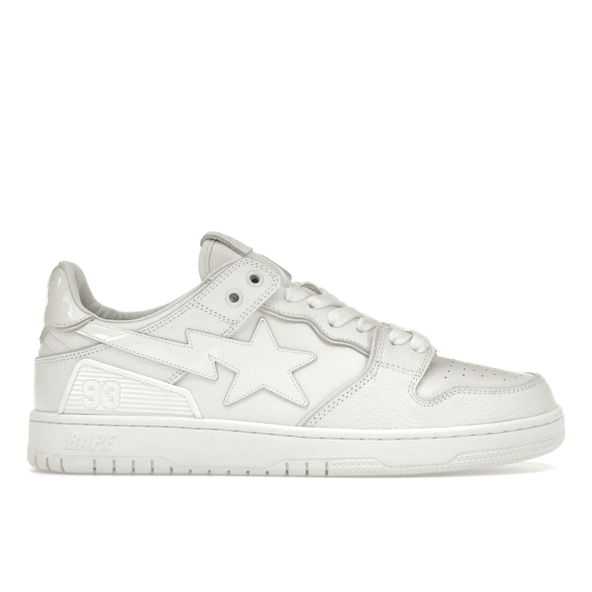 A Bathing Ape Bape SK8 Sta Triple White Patent Leather Sta Logo — 36