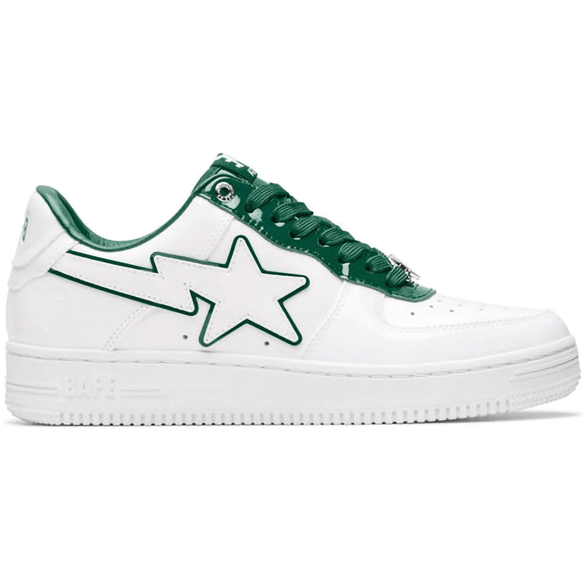 A Bathing Ape Bape Sta Patent Leather White Green — 36