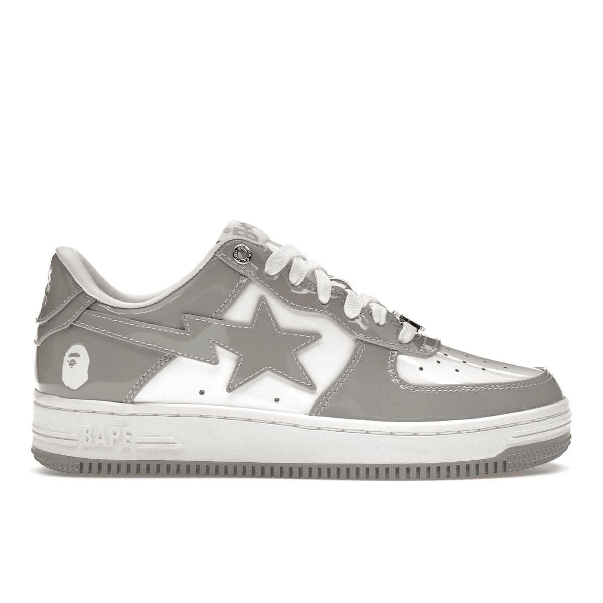 A Bathing Ape Bape Sta Patent Leather White Grey — 36
