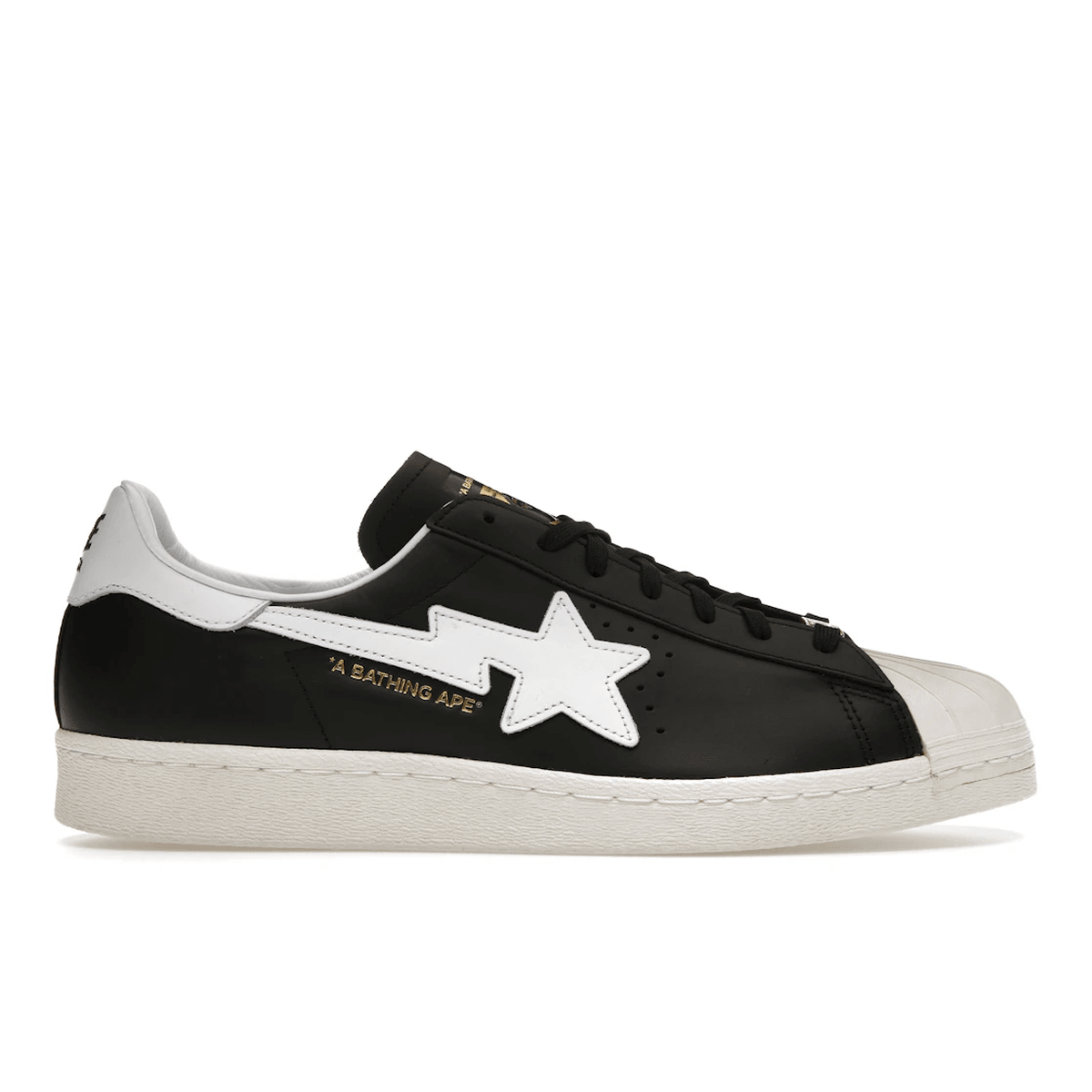 Adidas Superstar 80s Bape Black White Gold — 36