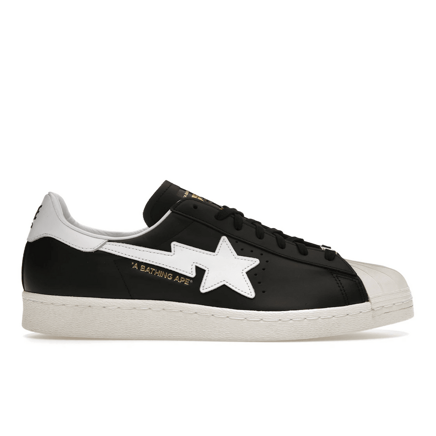 Adidas Superstar 80s Bape Black White Gold — 36