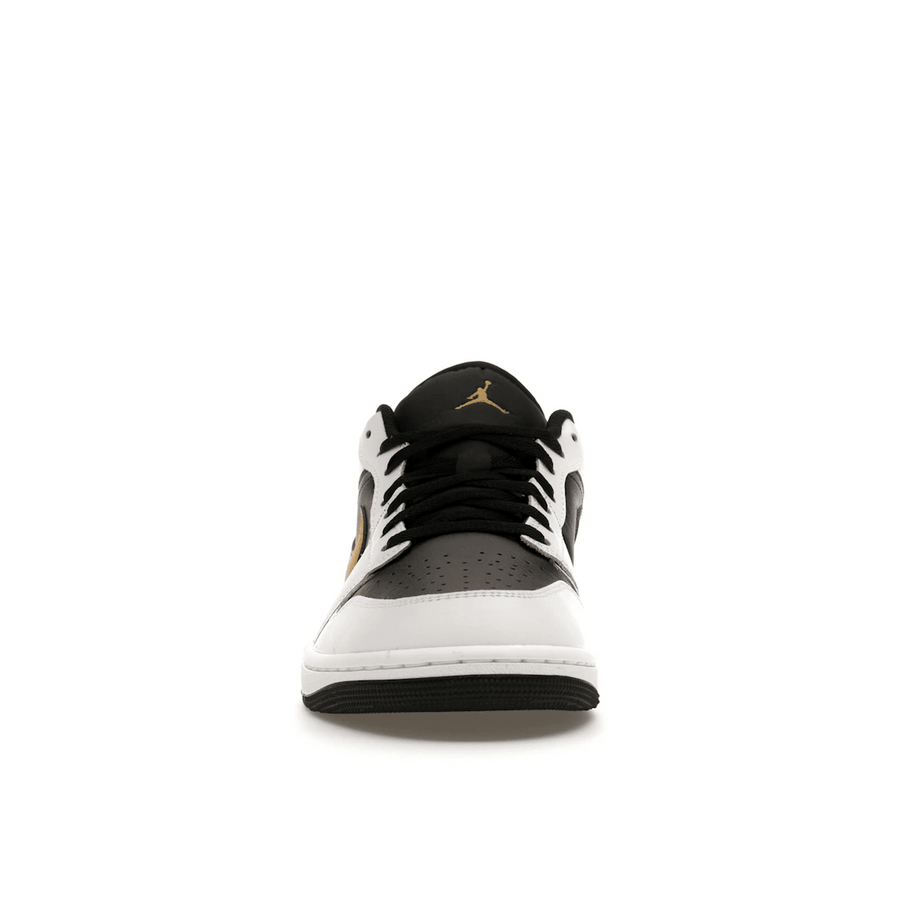 Air Jordan 1 Low White Black Metallic Gold Swoosh — 36