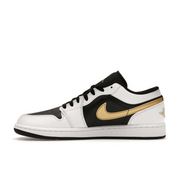 Air Jordan 1 Low White Black Metallic Gold Swoosh