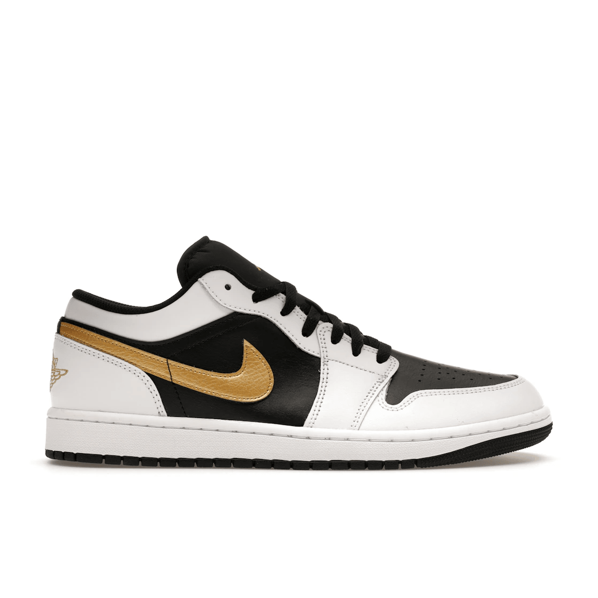 Air Jordan 1 Low White Black Metallic Gold Swoosh — 36