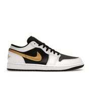 Air Jordan 1 Low White Black Metallic Gold Swoosh