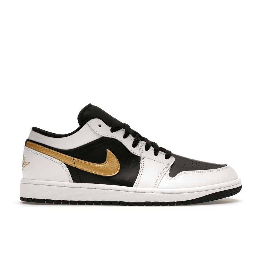 Air Jordan 1 Low White Black Metallic Gold Swoosh — 36