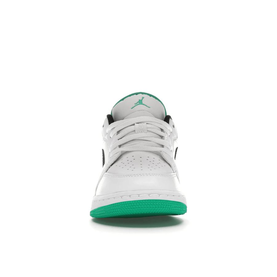 Air Jordan 1 Low White Lucky Green Tumbled Leather — 36
