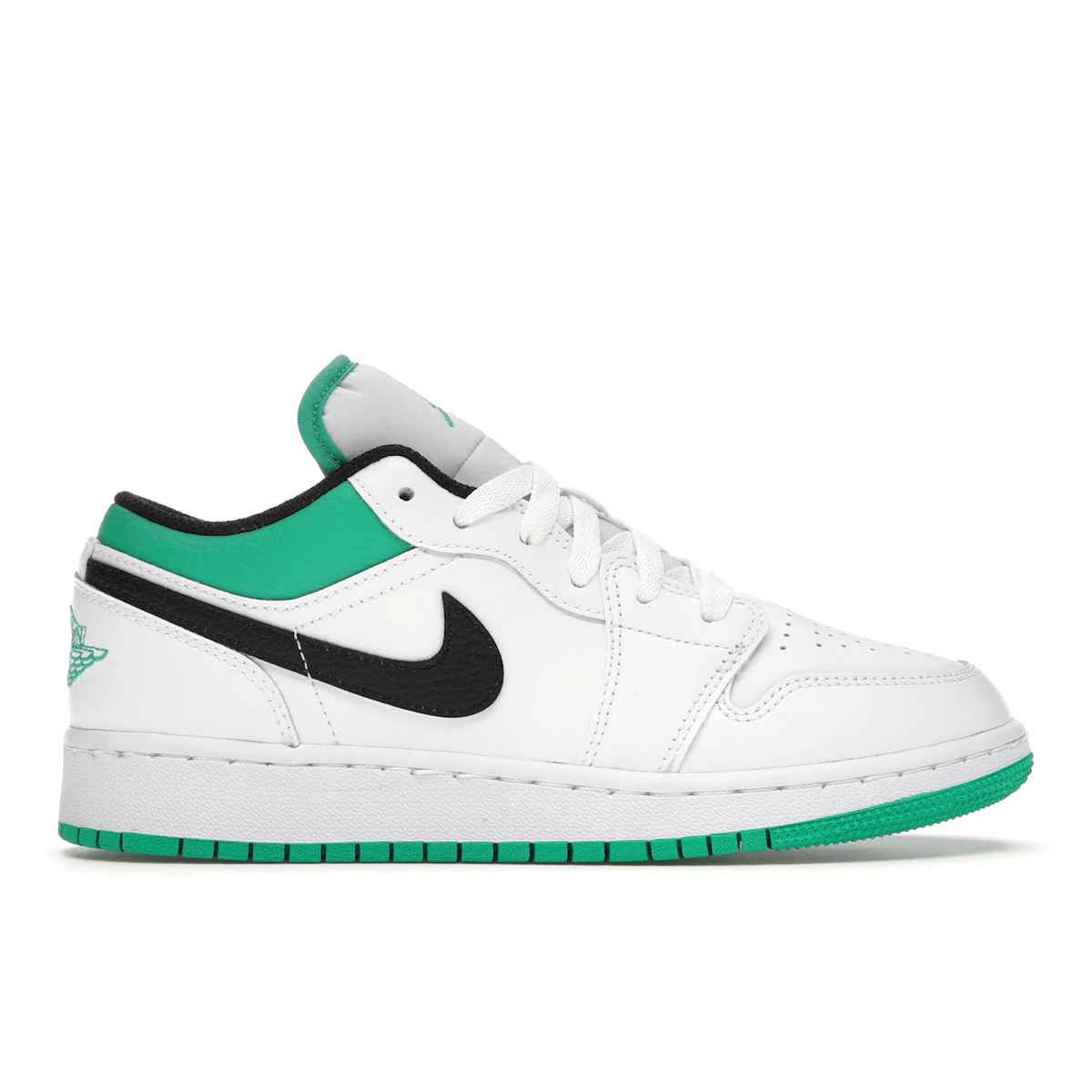 Air Jordan 1 Low White Lucky Green Tumbled Leather — 36