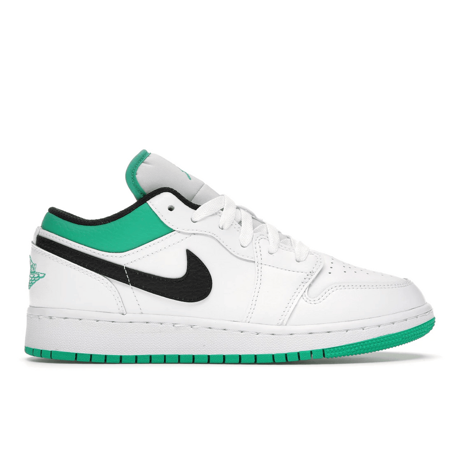 Air Jordan 1 Low White Lucky Green Tumbled Leather — 36