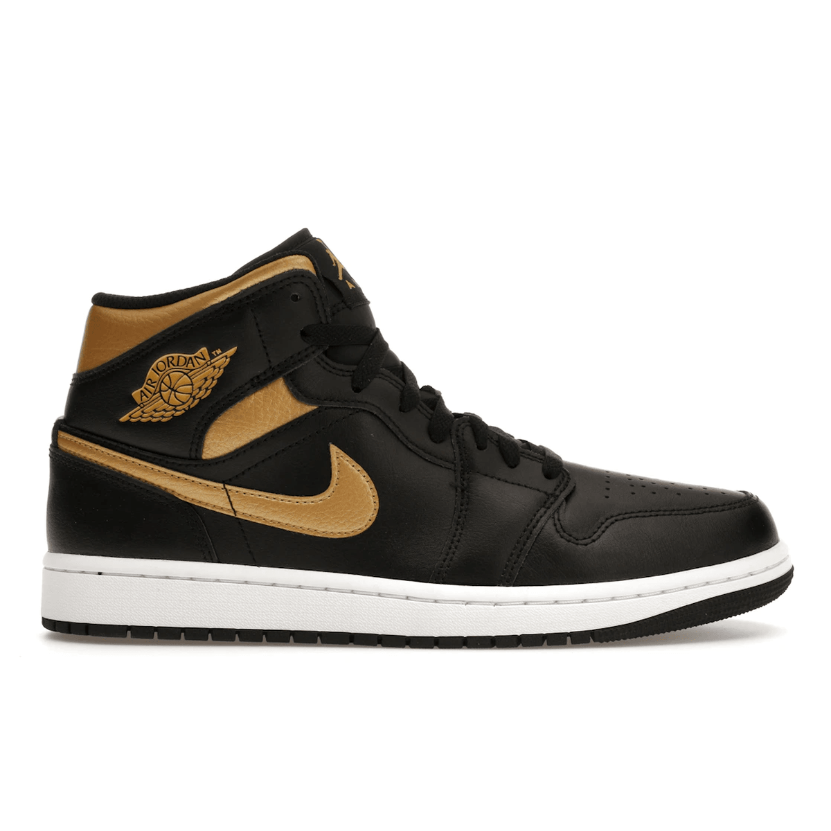 Air Jordan 1 Mid Black Metallic Gold — 36