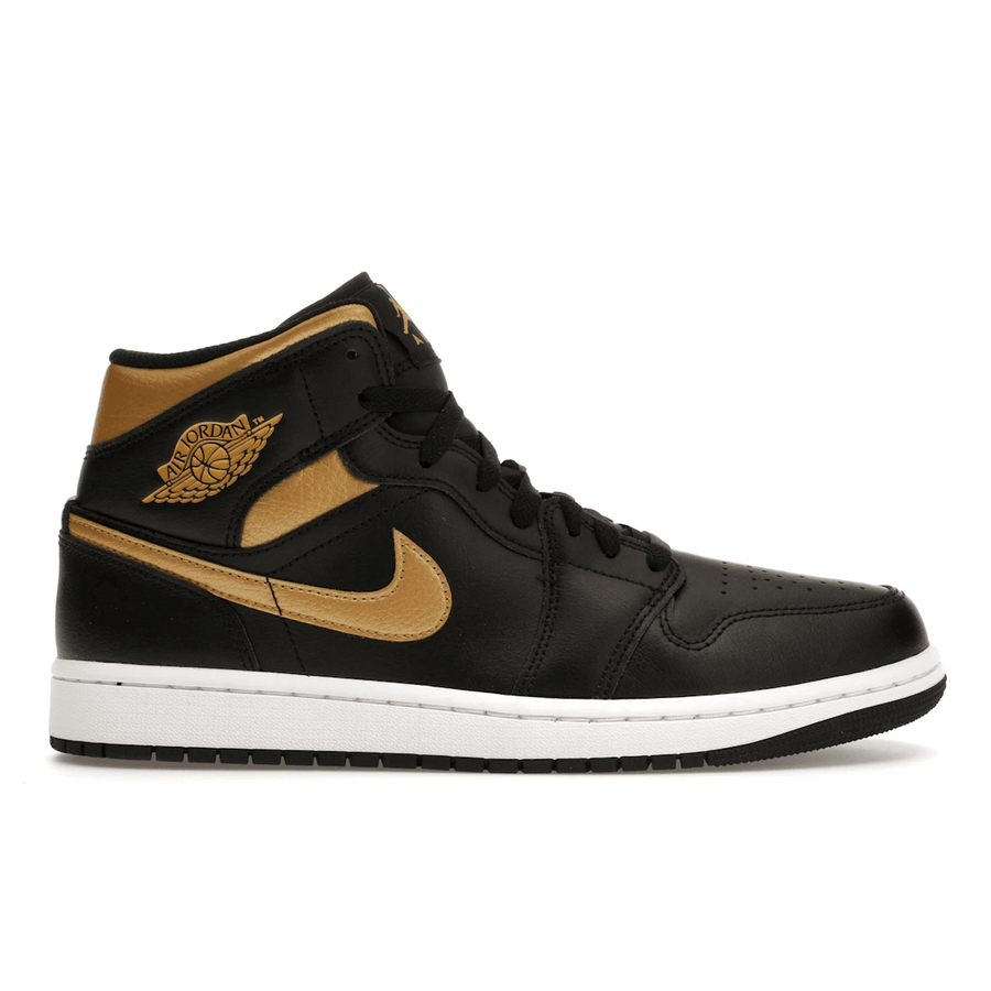 Air Jordan 1 Mid Black Metallic Gold — 36