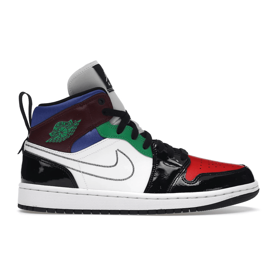 Air Jordan 1 Mid SE Black White Multi-Color — 36