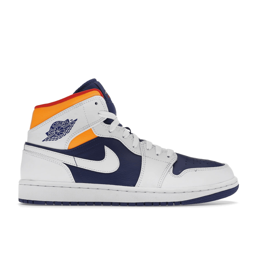 Air Jordan 1 Mid White Laser Orange Deep Royal Blue — 36