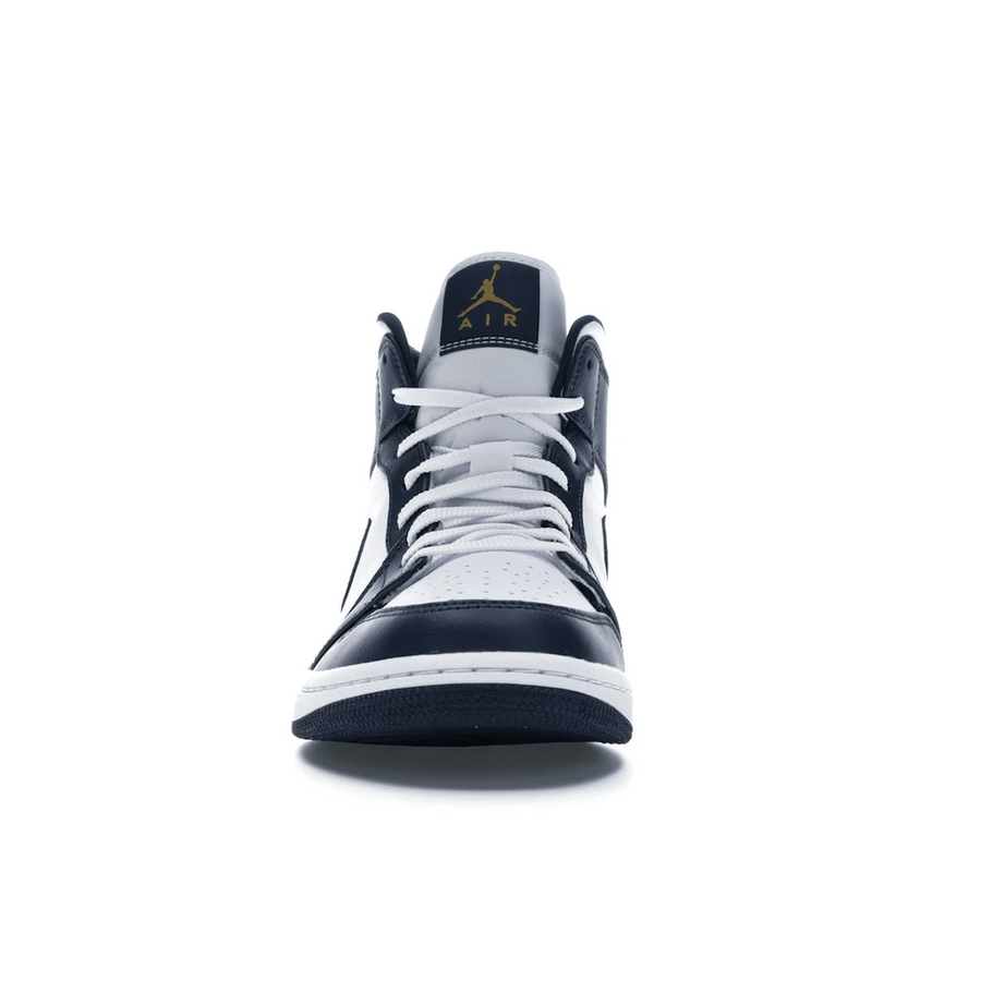 Air Jordan 1 Mid White Metallic Gold Obsidian — 36