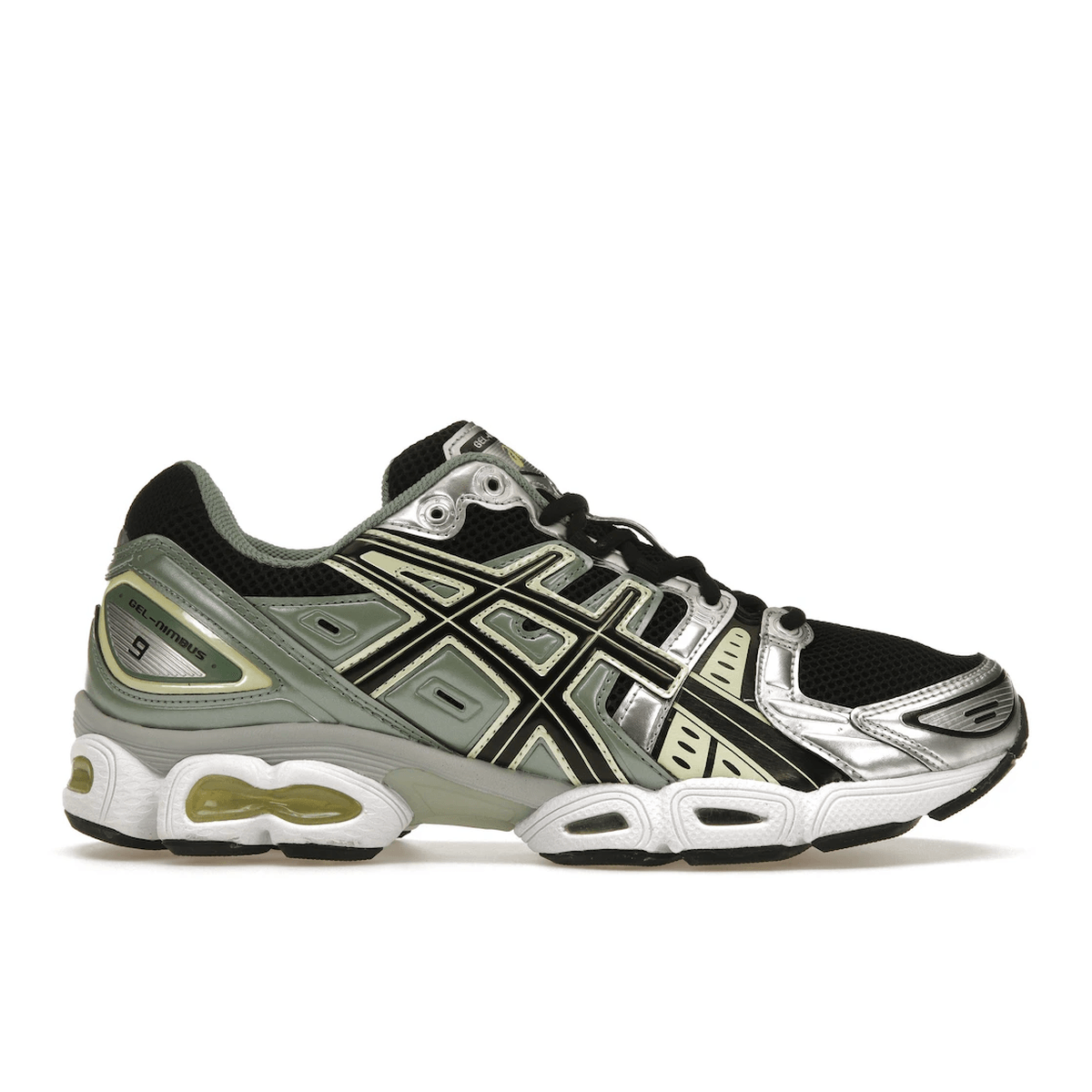 ASICS Gel-Nimbus 9 Black Green Yellow Silver — 36
