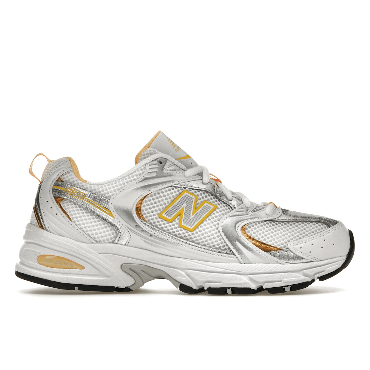 New Balance 530 White Vibrant Apricot Silver Metallic — 36