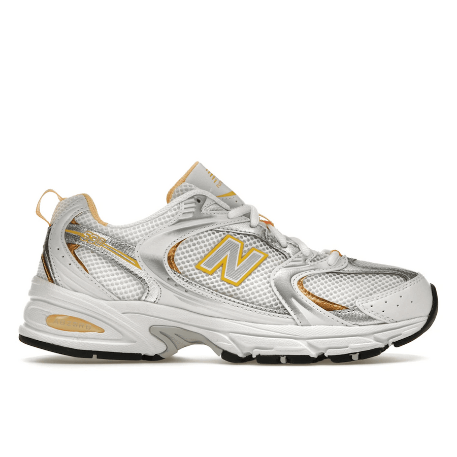 New Balance 530 White Vibrant Apricot Silver Metallic — 36