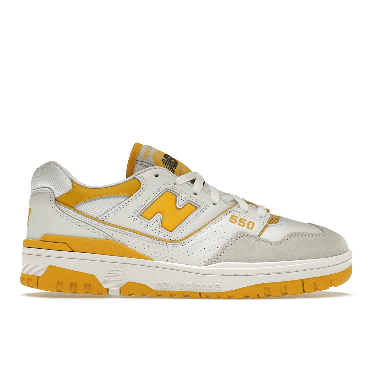 New Balance 550 Sea Salt Varsity Gold — 36