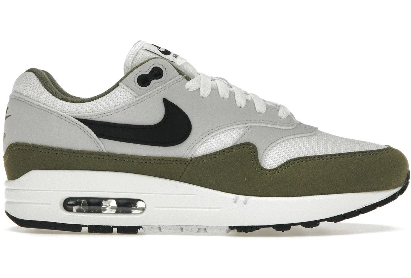 Nike Air Max 1 White Black Medium Olive — 36