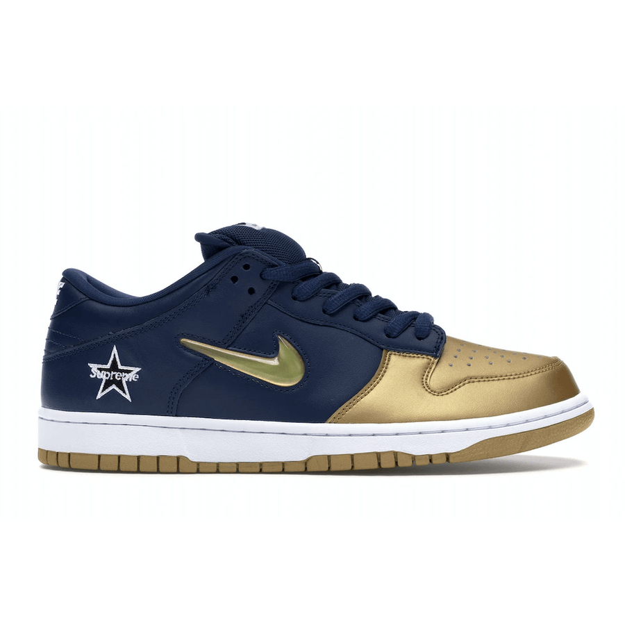 Nike SB Dunk Low Supreme Jewel Swoosh Gold — 36