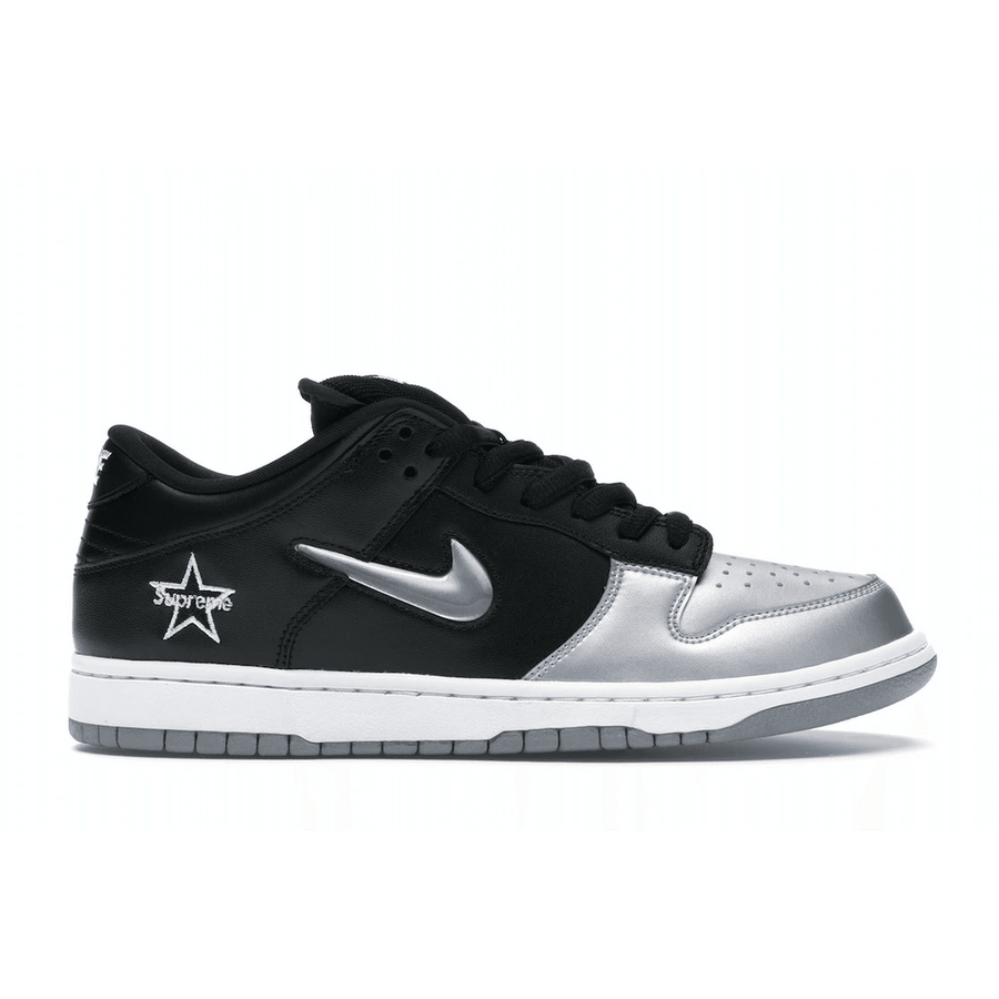 Nike SB Dunk Low Supreme Jewel Swoosh Silver — 36